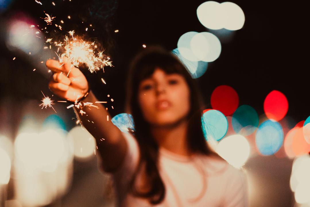 girls with a sparkler