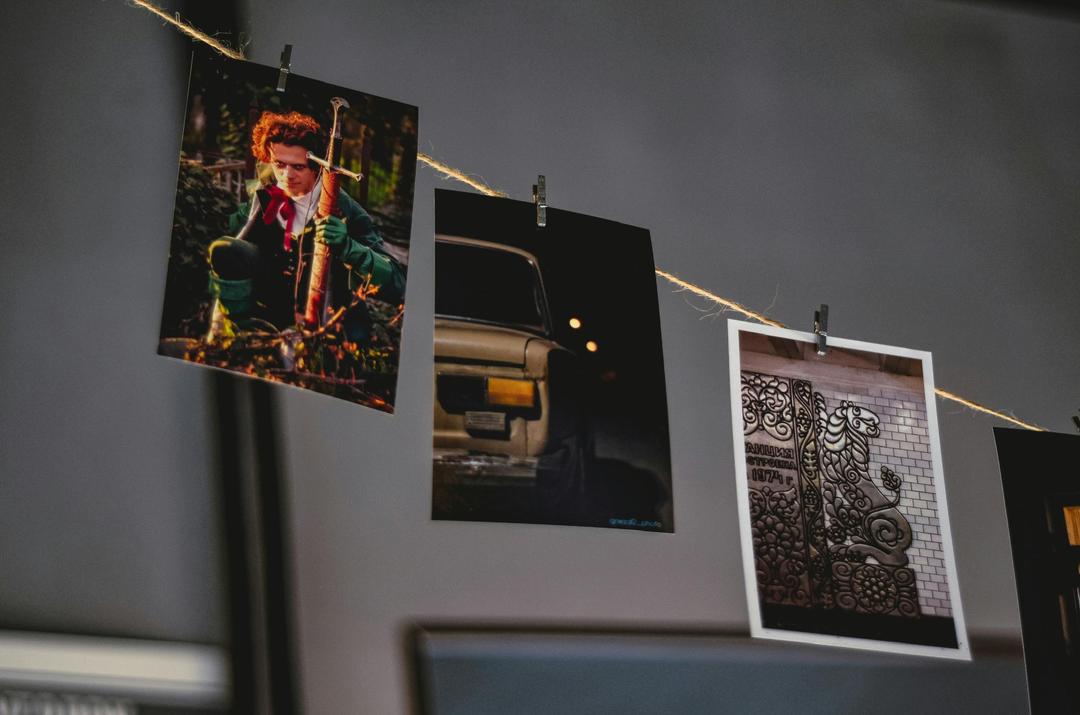 hanging photo prints on a string